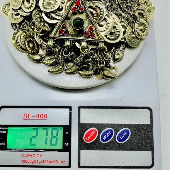 Tribal Kuchi Necklace, Silver Necklace With Dangling Tassels Exotic Collectible - Picture 8 of 9